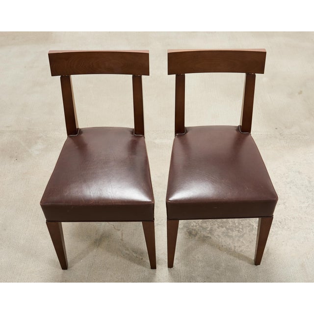 Coffee Set of Eight Italian Promemoria Attributed Leather Dining Chairs For Sale - Image 8 of 18