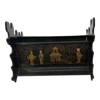 Late 19th Century A. Victorian Chinoiserie or Japanese Black. Lacquer Pen Rack or Display Stand For Sale