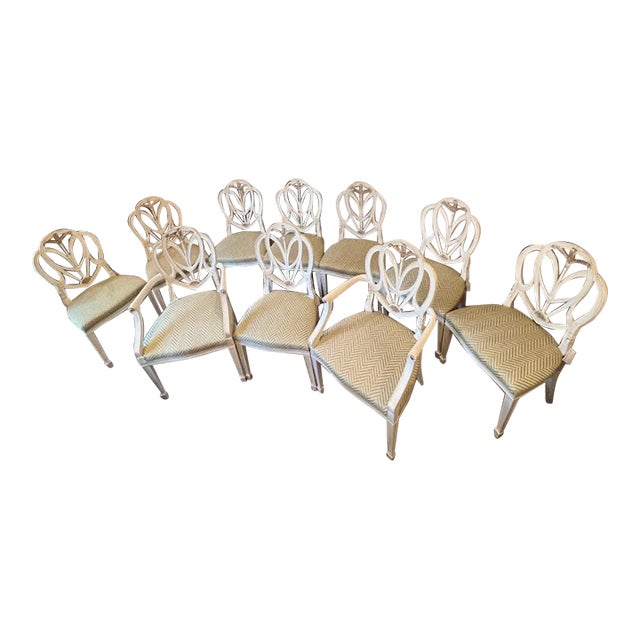 1970s Set of 10 Louis XVI Style Chairs (2 Host, 8 Armless) For Sale