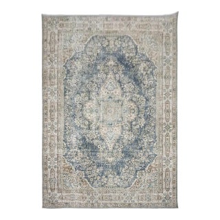 7x10 Turkish Vintage Oushak Rug For Sale
