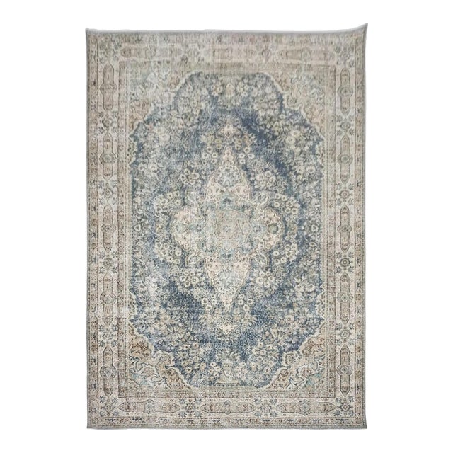 7x10 Turkish Vintage Oushak Rug For Sale