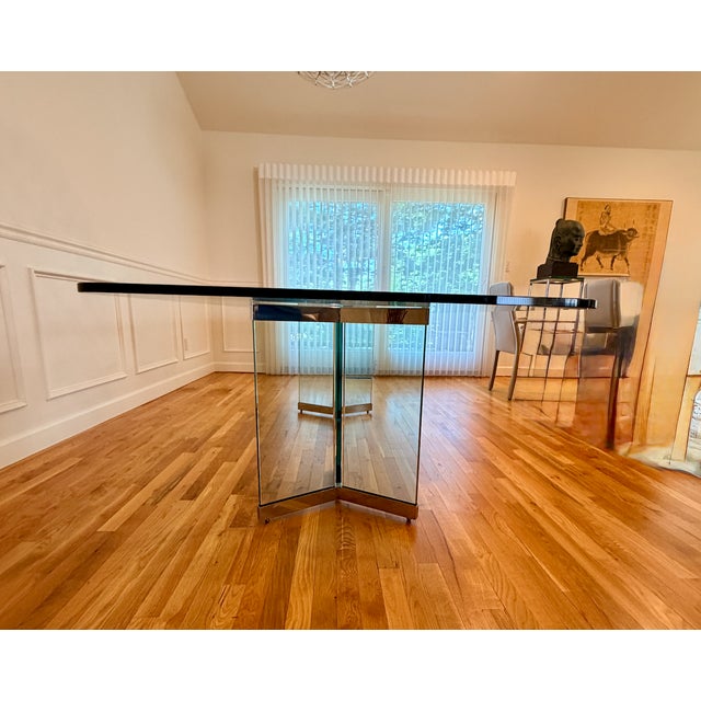 Transparent Plate Glass and Chrome Dining Table Model 6060 by Leon Rosen for Pace - Replica For Sale - Image 8 of 10