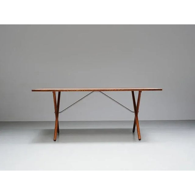 Andreas Tuck Model 303 Dining Table in Oak and Metal by Hans J. Wegner attributed to Andreas Tuck, Denmark, 1950s For Sale - Image 4 of 16