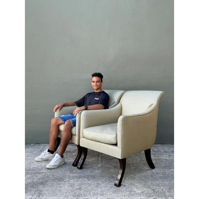 Vintage Rose Tarlow Melrose House “Sabre Leg” Lounge Chairs - A Pair For Sale - Image 9 of 12