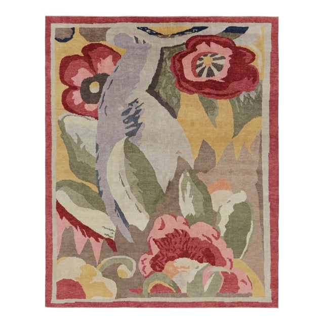 Rug & Kilim’s French Art Deco Style Rug in Polychromatic Impressionist Florals For Sale