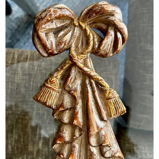 Pair Italian Neo Classic Carved Ribbon Draped Wall Sconces For Sale - Image 9 of 12