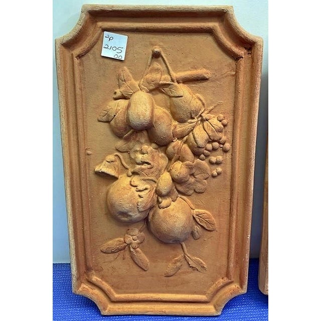 Traditional 1960s Terracotta Fruit Motif Wall Plaques, a Pair For Sale - Image 3 of 4