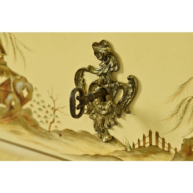 Cream Baker Furniture Style French Regency Louis XVI Chinoiserie Cream Lacquered Dresser Chest For Sale - Image 8 of 17