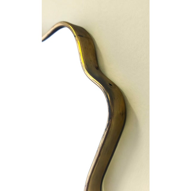 Vintage Shield Shaped Wall Mirror with Brass Frame and Beveled Glass, Italy, 1960s For Sale - Image 6 of 9