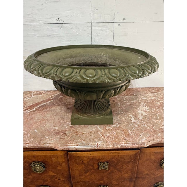 Large 19th Century Green Cast Iron Urns For Sale - Image 6 of 12