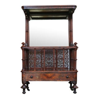 Antique Victorian Freestanding Burr Walnut Music Canterbury Whatnot For Sale