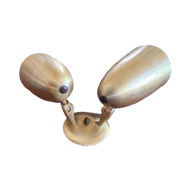 1950s Vintage Mid Century Modern 1950s Ejs Lighting Wall Sconce Spun Brass Cone Lamps 1960s For Sale - Image 5 of 12