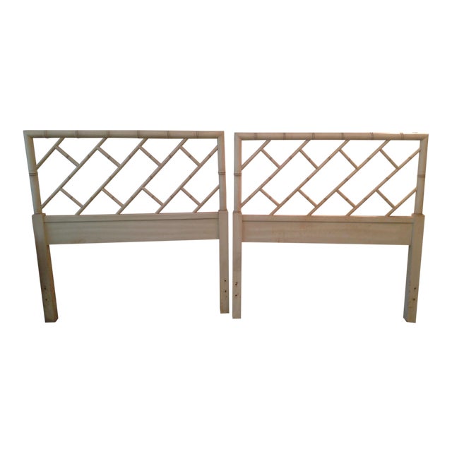 1970s Vintage Bali Hai by Henry Link Faux Bamboo Twin Headboards a