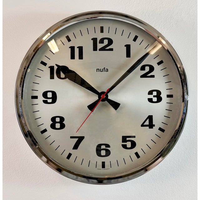 Metal Vintage Electric Wall Clock from Nufa, 1960s For Sale - Image 7 of 18
