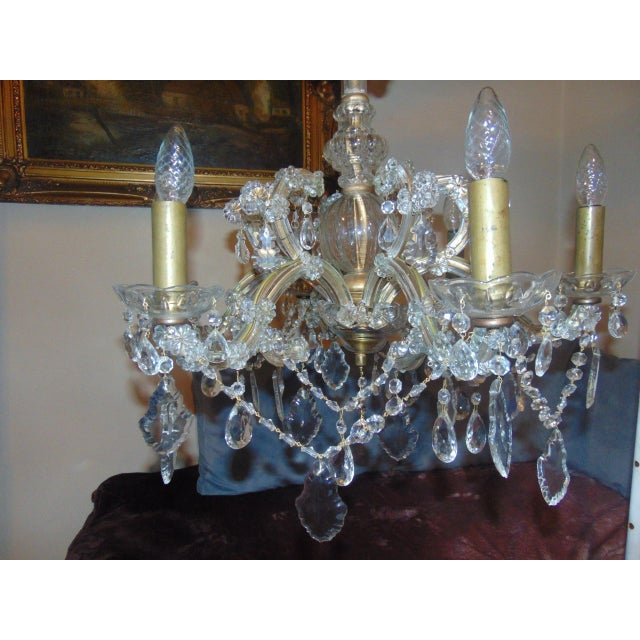 Vintage Crystal Glass Chandelier For Sale - Image 11 of 14