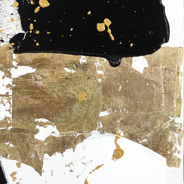 2020s Gucci Palm Trees - Abstract Black White Gold Summer Inspired Painting Original Artwork by Zabel For Sale - Image 5 of 9