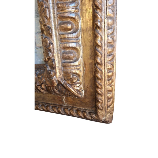 Large Antique Mirror in Carved Wooden Box Frame For Sale - Image 5 of 12