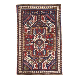 Antique Caucasian Kazak Rug 4’4" X 6'10" For Sale
