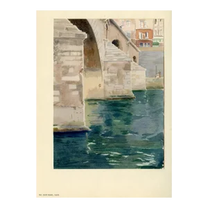 1920s, Pont-Marie Bridge, Paris, Original Vintage Print, Lithograph