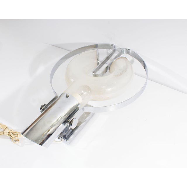 Aldo Nason Mazzega Italian Space Age Chrome and Glass Wall Sconce For Sale - Image 9 of 10