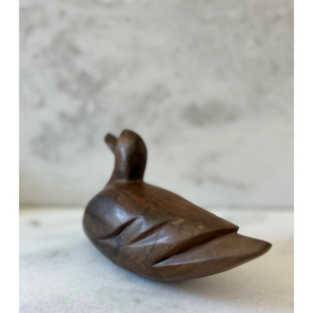 Wood Vintage Hand Carved Wood Duck Figure For Sale - Image 7 of 9