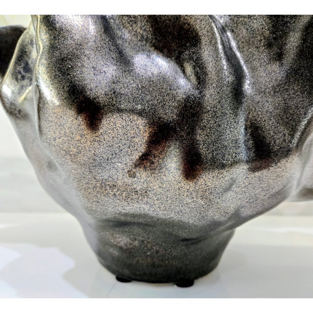 Global Views Meteor Bowl, Medium 22" Handcrafted Glazed Ceramic, Portugal For Sale - Image 10 of 11