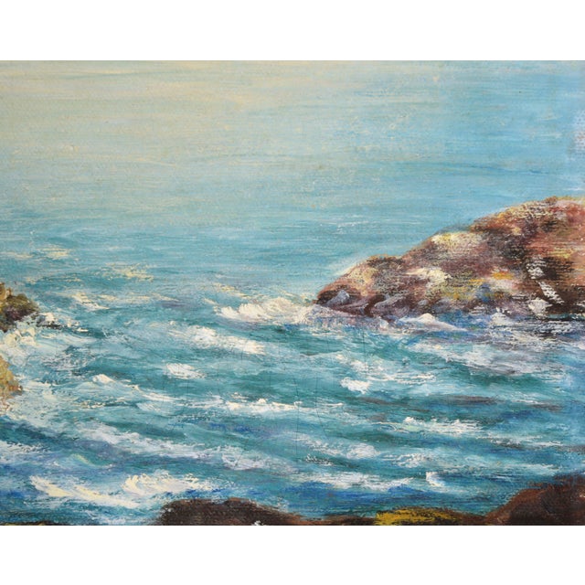 Monterey Cypress - California Seascape in Oil on Canvas Vibrant California coastal seascape by California artist E....
