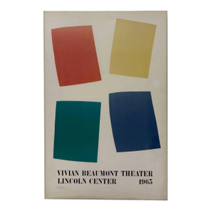 Ellsworth Kelly Vintage 1965 Mid Century Modernist Lithograph Print " Vivian Beaumont Theater Lincoln Center " Acrylic Box Frame Extra Large Poster