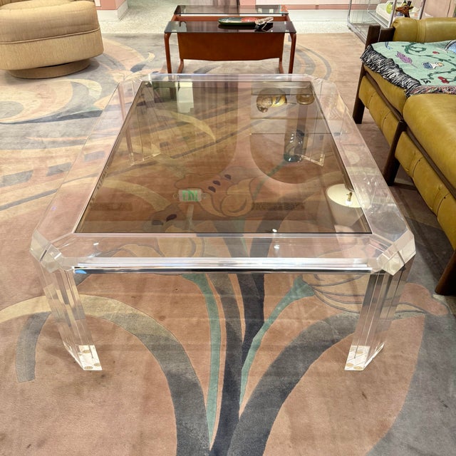 Les Prismatiques Vintage Lucite and Smoked Glass Coffee Table by Les Prismatique For Sale - Image 4 of 12