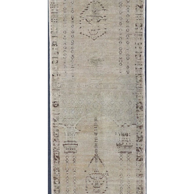 Skinny Long Turkish Runner With Floral Design in Taupe, Gray, and Brown For Sale - Image 4 of 13