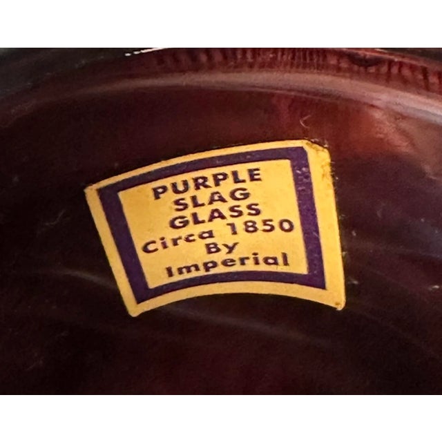 Glass 1960s Imperial Glass Purple Slag Glass Owl Lidded Jar For Sale - Image 7 of 10