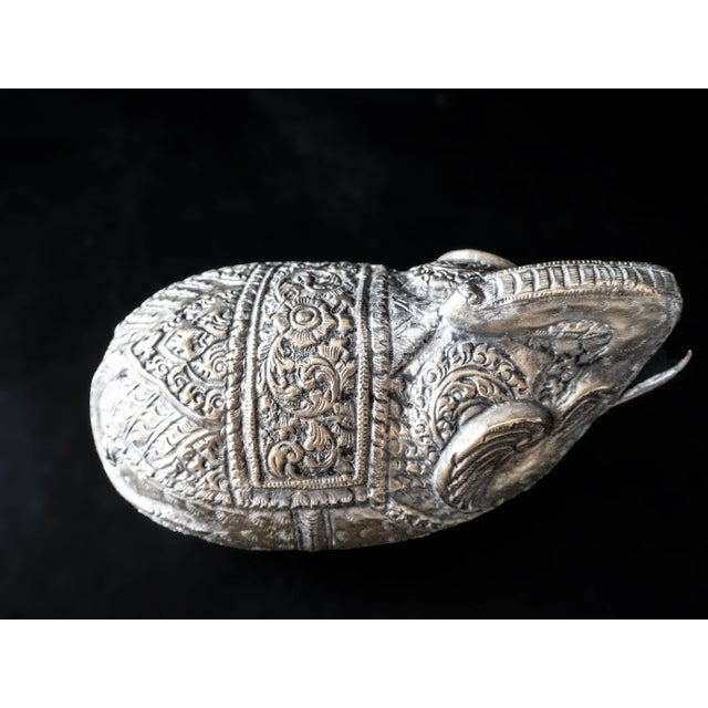 Asian Antique Antique 1900s Cambodian Silver Betel Box Khmer Elephant Repousse For Sale - Image 3 of 8