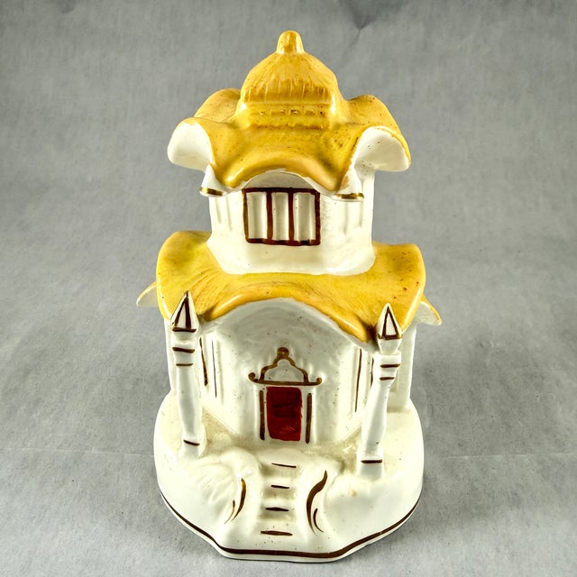 Ceramic Staffordshire Thatched Roof Cottage Pastille Burner For Sale - Image 7 of 12