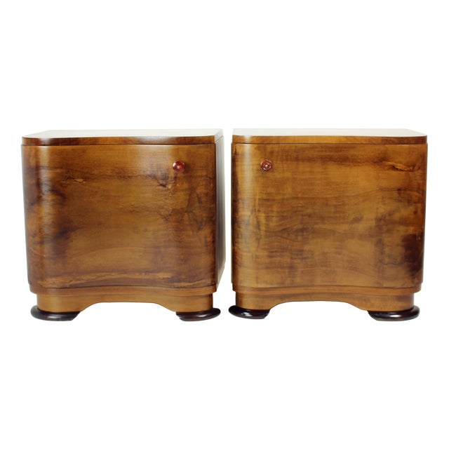 Art Deco Bedside Tables by Jindřich Halabala for Up Závody, 1930s, Set of 2 For Sale