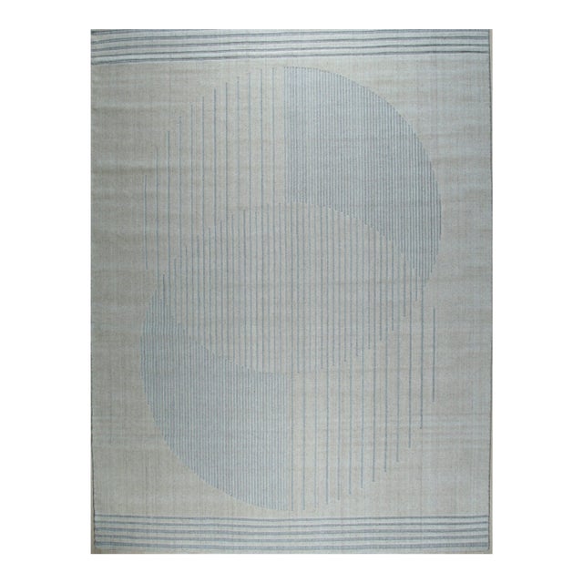 10x14 Majestic Chic Charcoal Geometric Abstract Handmade Wool Carpet Rug For Sale