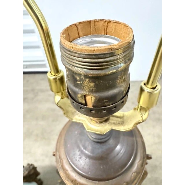 Antique 19th C French Louis XVI Ormolu & Celadon Porcelain Lamps - A Pair For Sale - Image 16 of 18