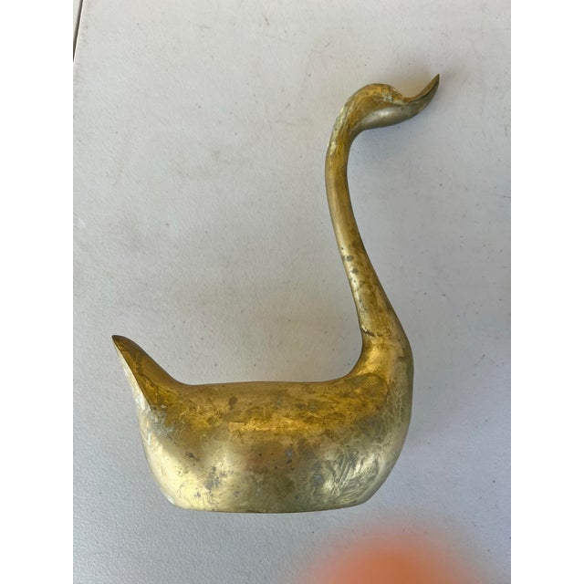 Vintage Tall Brass Swan For Sale - Image 4 of 5