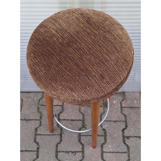 Mid-Century Bar Stool with Beechwood Frame and Metal Ring, 1960s For Sale - Image 4 of 5