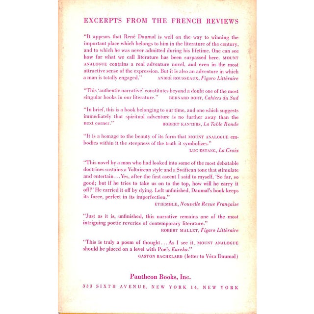 "Mount Analogue: A Novel of Symbolically Authentic Non-Euclidean Adventures in Mountain Climbing" 1960 Daumal, Rene For Sale - Image 4 of 10