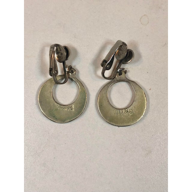 Metal Vintage Abalone Sterling Door Knocker Earrings - A Pair For Sale - Image 7 of 7