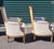Pair Mid Century 1950s Arm Chairs White Moire Fabric For Sale - Image 4 of 11