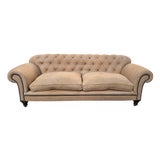 George Smith Chesterfield Sofa in Camel Nubuck Leather For Sale