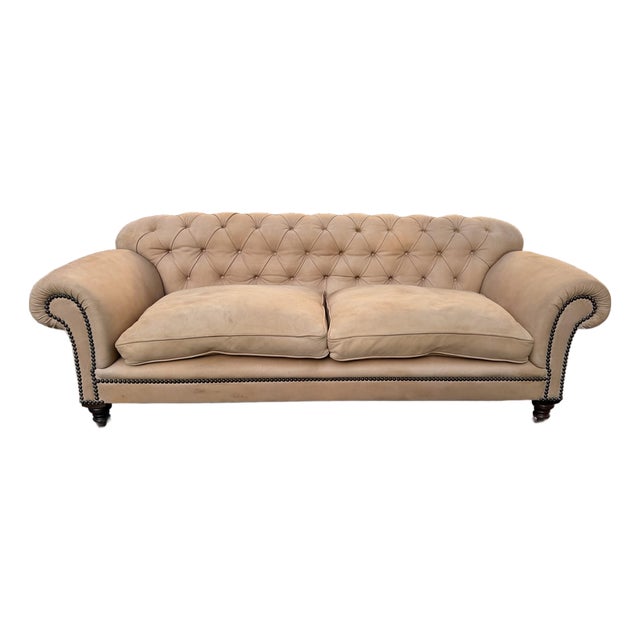 George Smith Chesterfield Sofa in Nubuck Leather For Sale