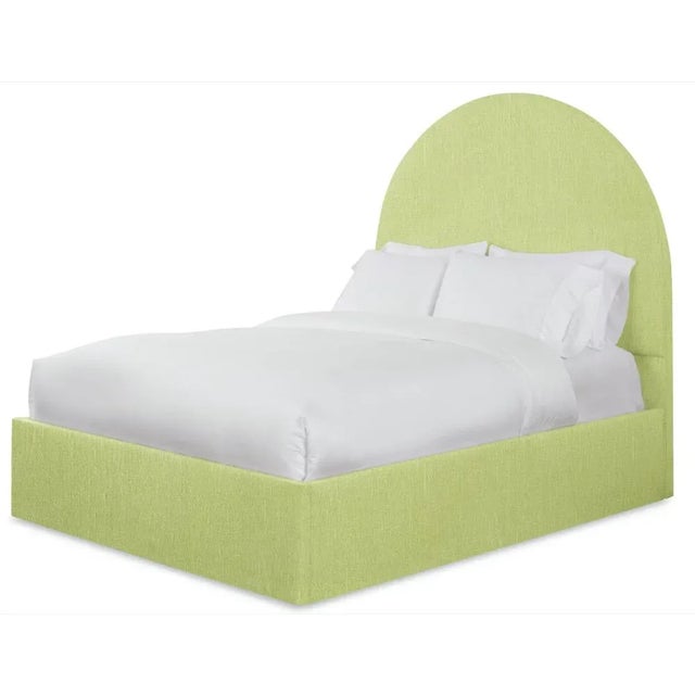 Modern Poppy Full/Double Bedframe, Apple Linen For Sale - Image 3 of 4