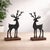 Contemporary Metal Deer Figurines on Wood Base (Set of 2) For Sale - Image 3 of 5