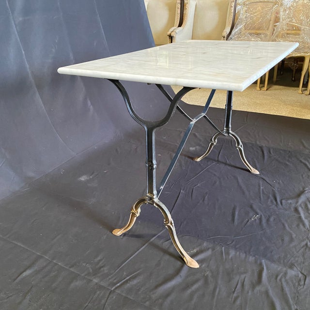 Antique French Marble Top Cafe or Bistro Table With Cast Iron Base For Sale - Image 9 of 15