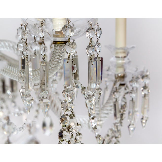 Transparent 1900s Cut Crystal George III Chandelier With Faceted Column For Sale - Image 8 of 12