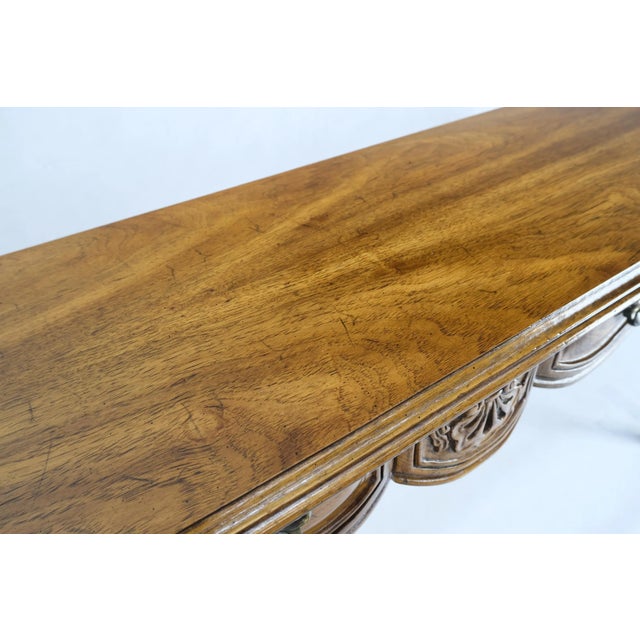 Carved Serpentine Front 2 Drawers Cabriole Leg Console Sofa Entry Table For Sale - Image 6 of 13