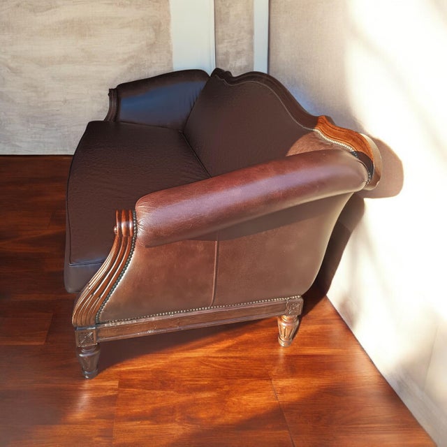 Experience Timeless Elegance With the Thomasville Sophia Leather Sofa For Sale - Image 9 of 12