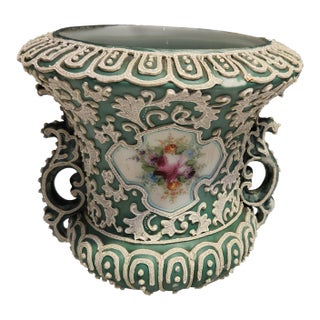 Unmarked Nippon Beaded Moriage Style Vase Mint Condition For Sale